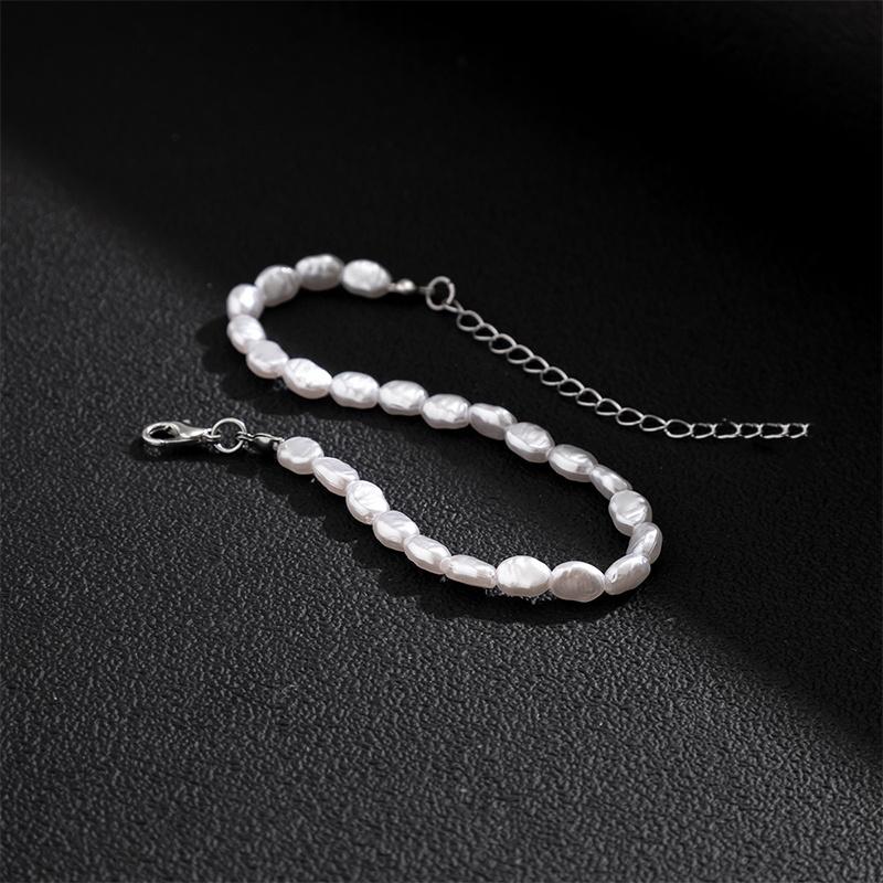 Fashion Simple Imitation Pearl Bracelet For Women Vintage Elegant Beaded Temperament Stainless Steel Bracelet Wedding Jewelry