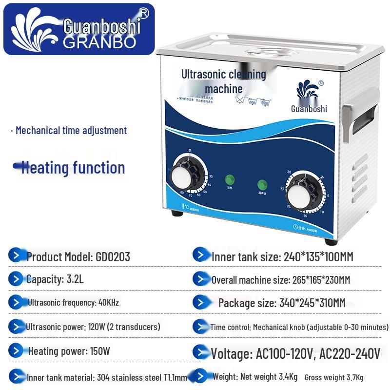 Ultrasonic Cleaner for Stainless Steel Parts, Circuit Boards, Dental Wax & Oil Removal, Customizable for Laboratory Use