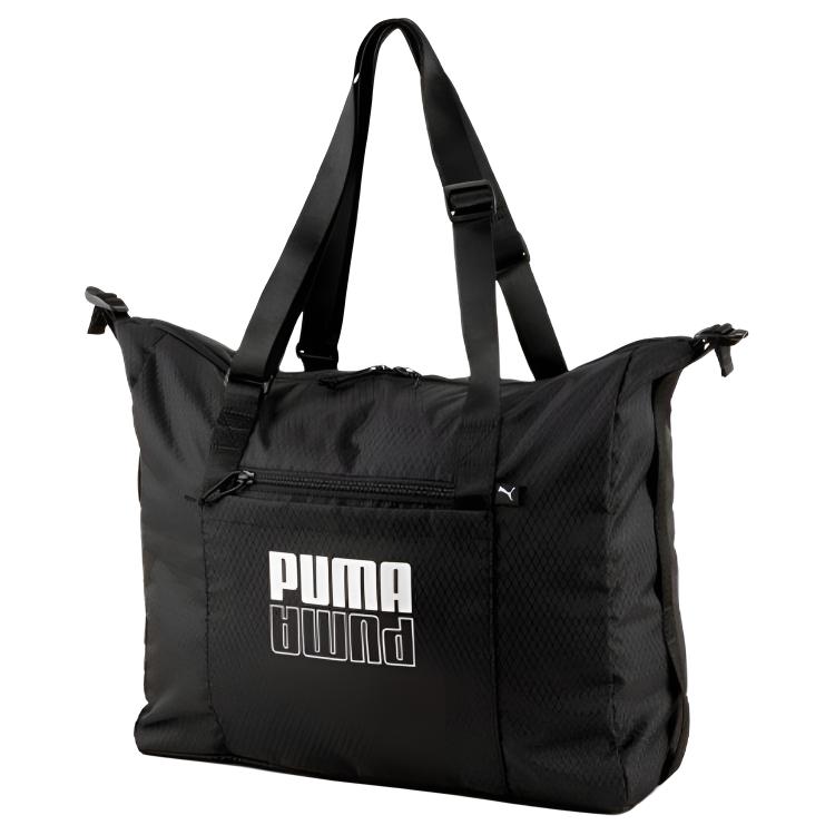 Puma Large Logo Capacity Sports Zipper Tote Shoulder Bag Unisex Bags Black 078322-01 Black