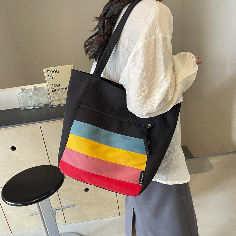 Large Capacity Shoulder Bag Color Block Women's Tote Bag