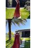 Retro Chinese Style Red Halter Neck Dress for Women - Summer Seaside Vacation Long Flare Skirt