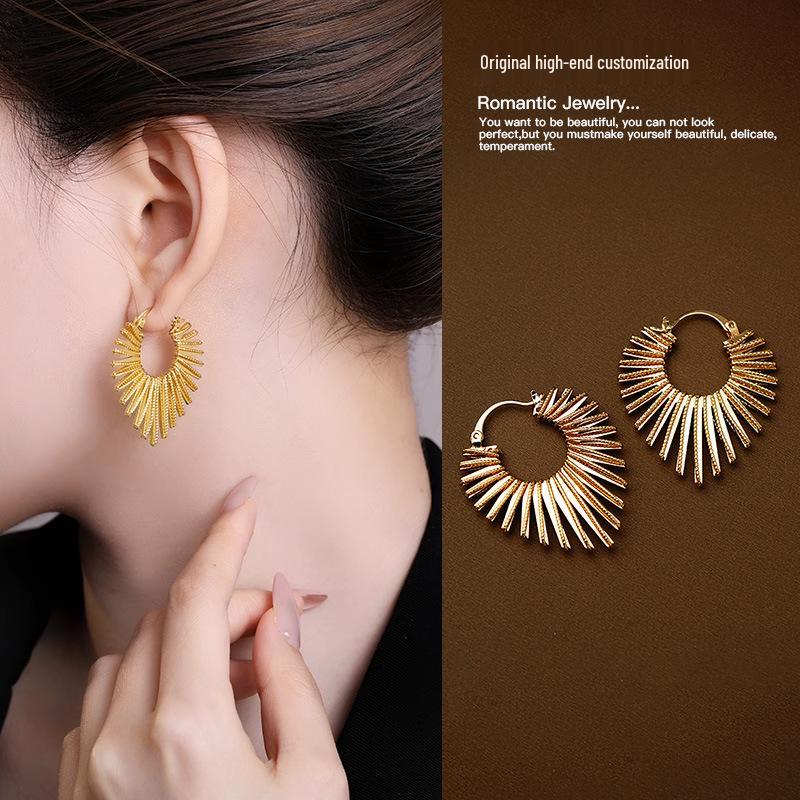 High-End Irregular Brushed Circle Stud Earrings - Influencer Design, Exaggerated Style