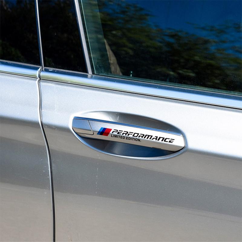 4 PZ Adesivo Maniglia Porta Auto Emblema Auto Decalcomania Decorazione Carrozzeria per BMW M3 M5 M6 X1 X3 X5 E34 E39 E36 E60 E90 E46 F30 F30 Styling