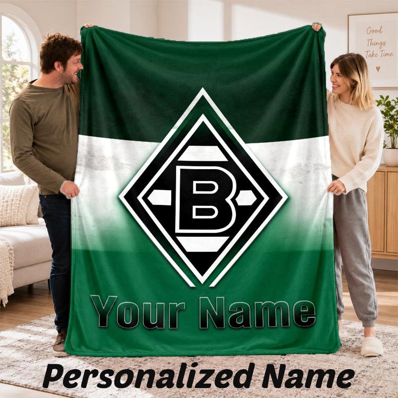 Benutzerdefinierter Name Borussia Mönchengladbach Flanell-Kuscheldecke Personalisierter Text Weiche Decke Bett Sofa Geschenk