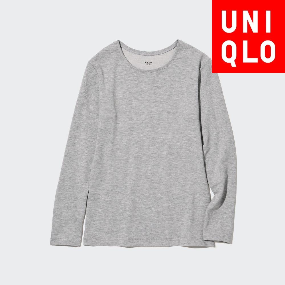 

Хлопковая футболка с круглым вырезом UNIQLO Heattech, очень теплая с длинными рукавами
