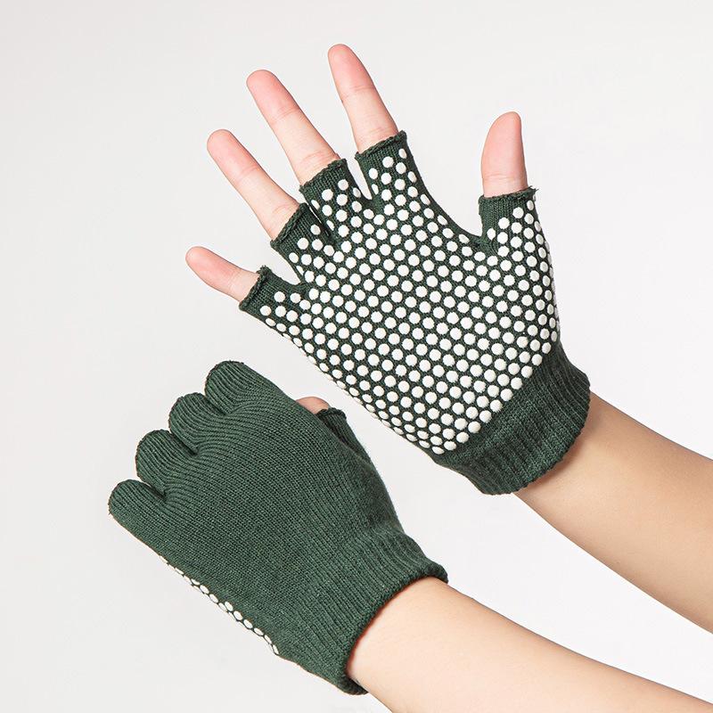 Guantes de yoga Meier de algodón de medio dedo - Antideslizantes, elásticos, guantes de entrenamiento de dedos cortos