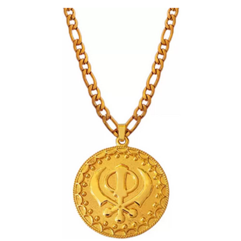 @ Indian Traditional Alloy Sikh Pendant Golden Color For Unisex UKR799_60%OFF
