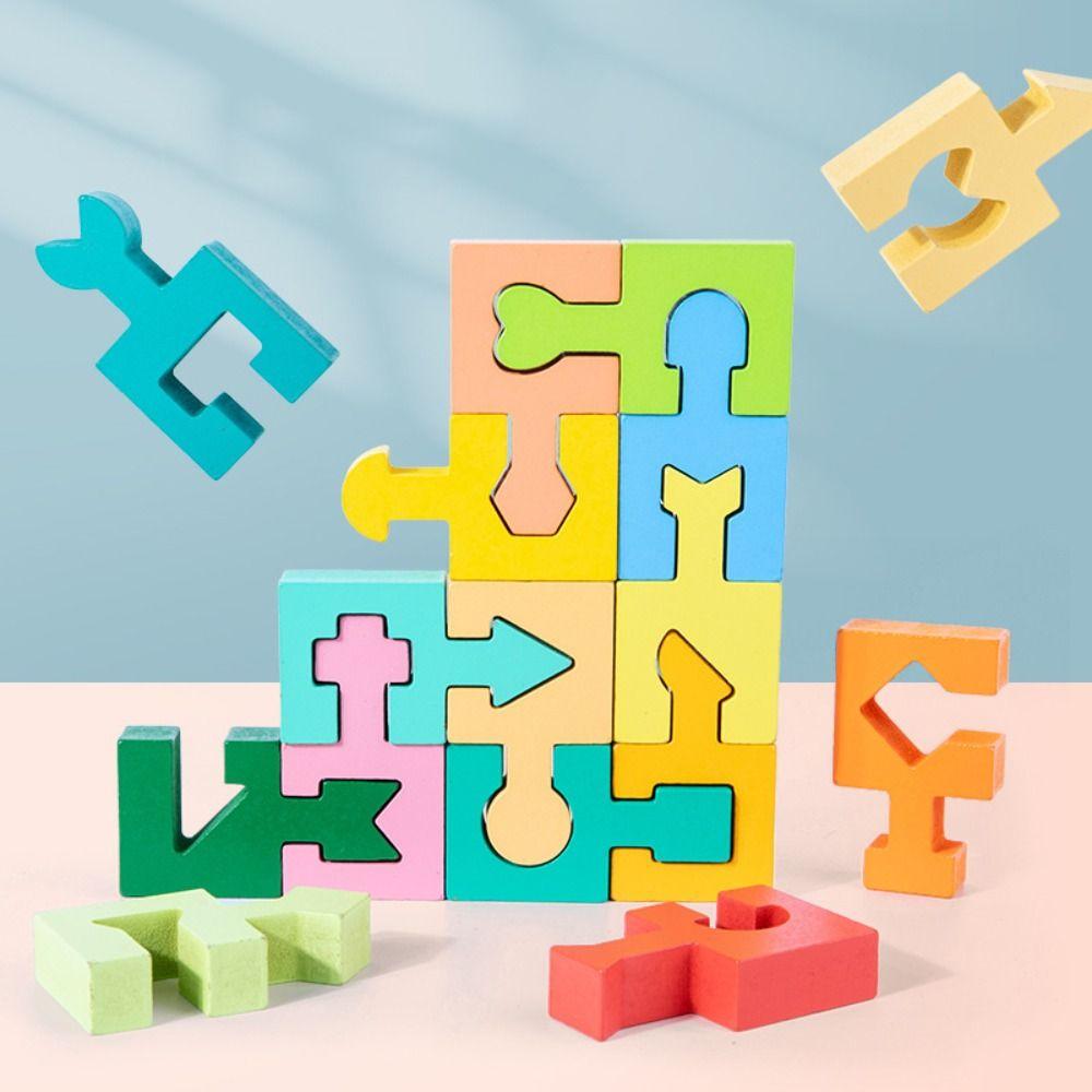 

Space Training Geometric Shape Matching Puzzle Wooden Assembled Building Blocks Gifts 16pcs/set