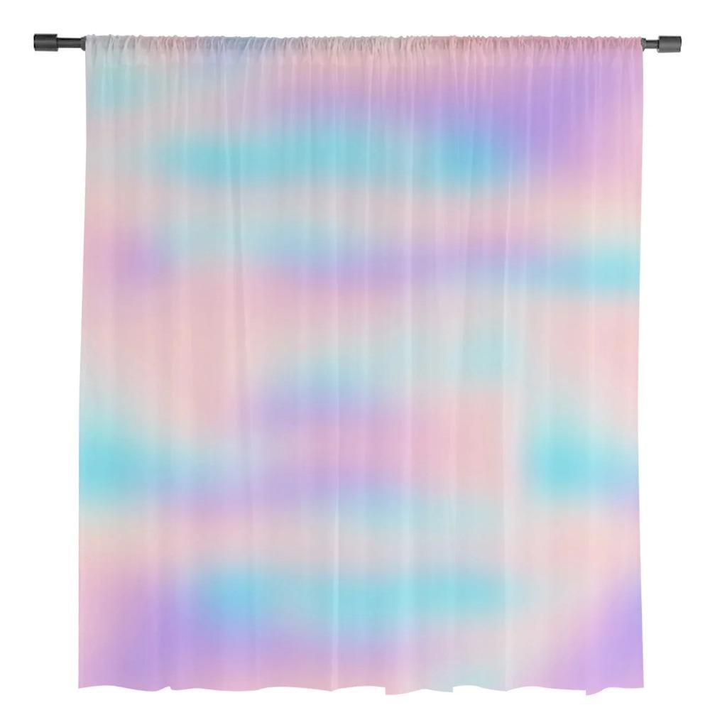 Rainbow Gradient Sheer Curtains for Bedroom Living Room Decoration Window Curtain for Kitchen Tulle Voile Organza Drapes