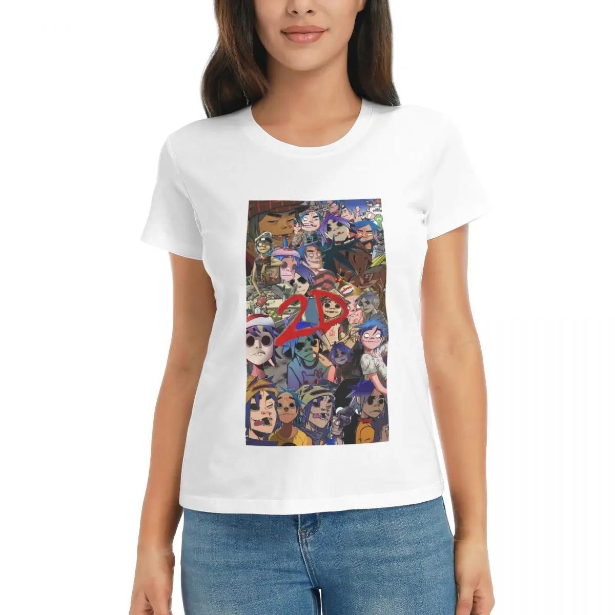 

Women TShirt Music Band Gorillaz Summer Short Sleeve Tees Round Neck Cotton T Shirts Clothes Tops Streetwear S