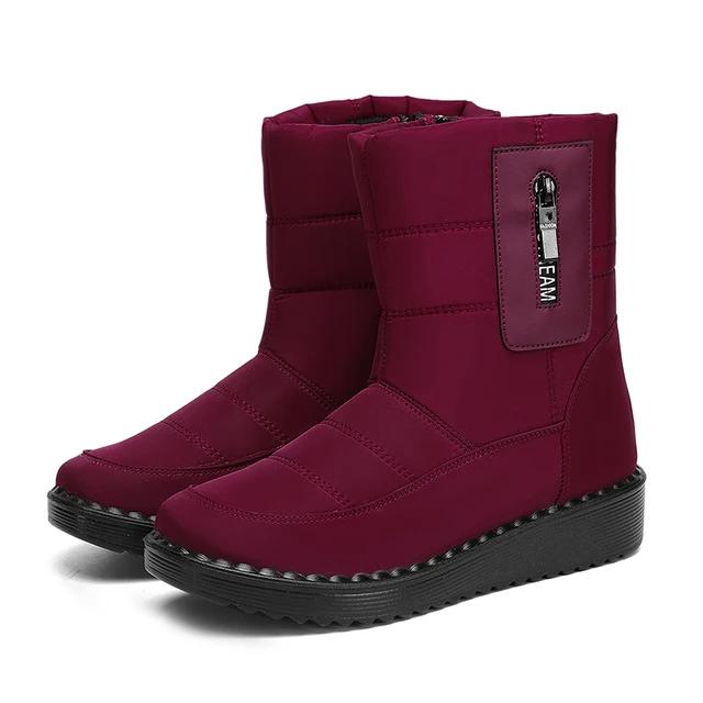 

Нескользящие водонепроницаемые зимние ботинки для женщин 2024 Зимняя теплая обувь с хлопковой подкладкой Женские ботильоны на платформе с толстой плюшевой подкладкой 41 красный