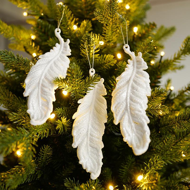 Angel Wing High Heel Christmas Ornaments with Snowflakes and Feathers, White Resin