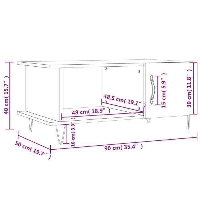 VidaXL Coffee Table Smoked Oak 90x50x40 Cm Engineered Wood 829489