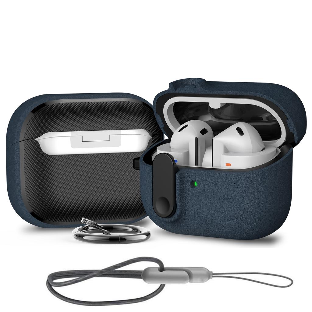 Para Samsung Galaxy Buds 3 /3Pro Estojo de Segurança com Trava Estojo Protetor Capa com Cordão para Samsung Galaxy Buds 3 (Azul Fofo)