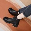 Round head short boots women's autumn and winter new straight boots double zipper women's leather boots cotton boots
