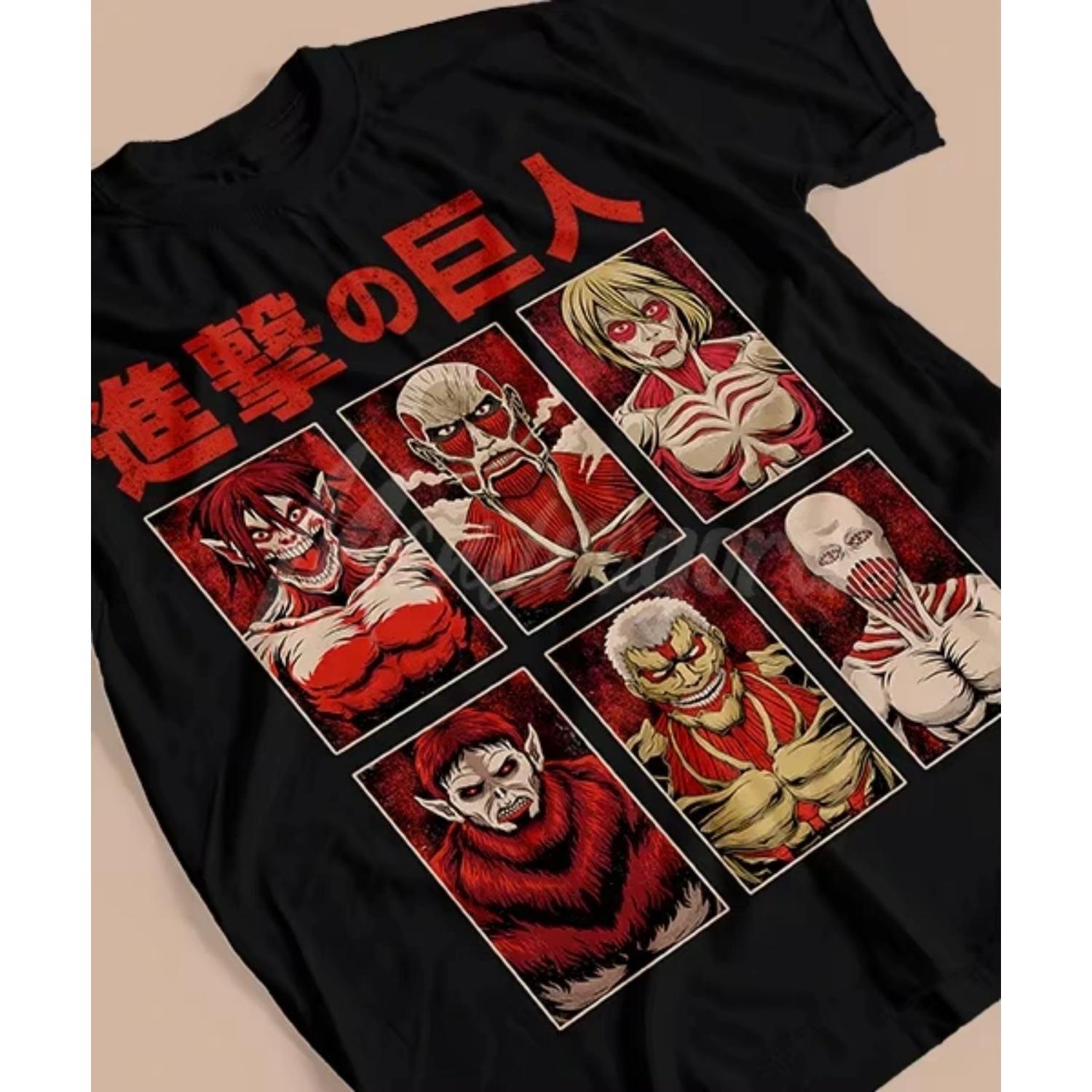 

2026 New T-shirt for Anime Attack on Titan Principales Titanes Parent-child T-Shirt Anime Unisex Short-Sleeve Pure Cotton Trendy S чёрный