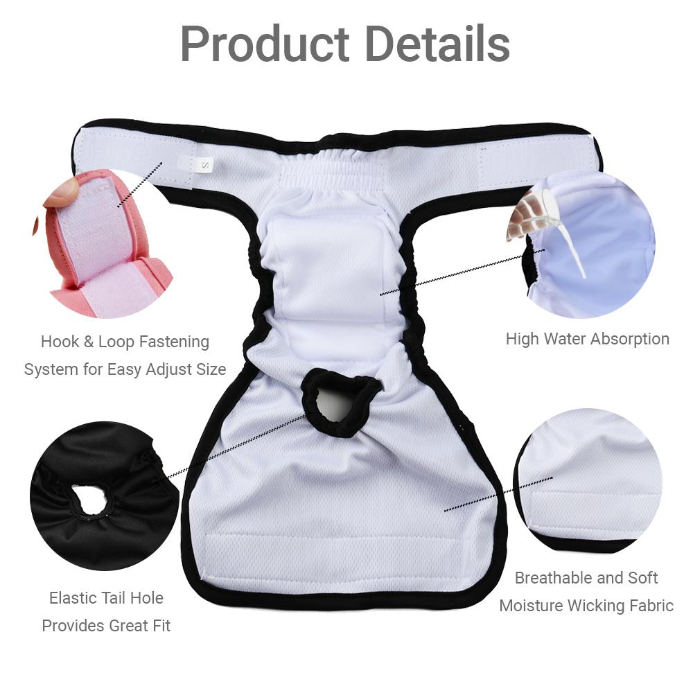 Washable Pet Diapers for Female Male Dogs Breathable Reusable Puppy Sanitary Panties Underwear Chihuahua Menstruation Pant Short