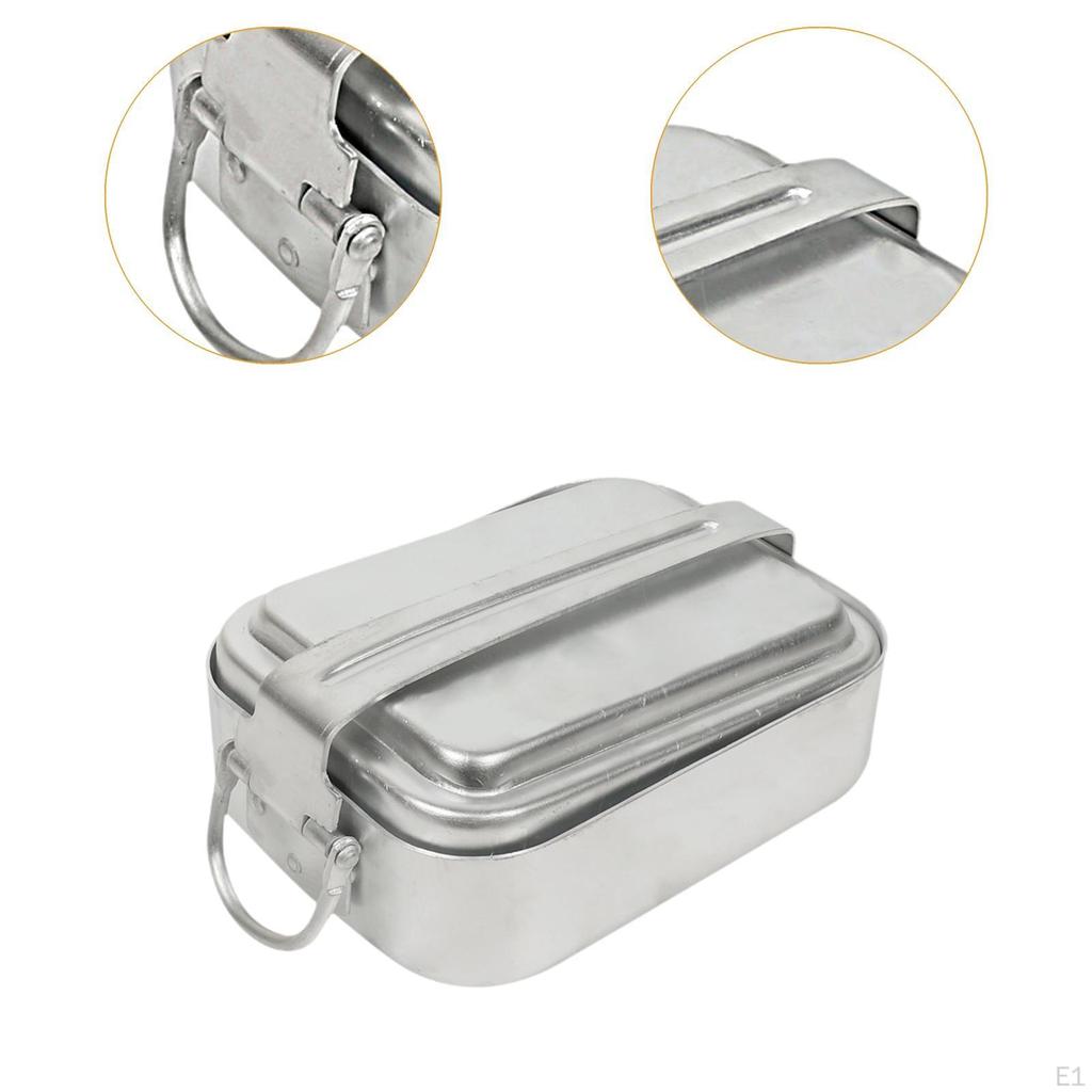 Camping Mess Tin Lunchbox Rechthoekige Voedselcontainer Lekdicht Kookgerei Diner voor Werk