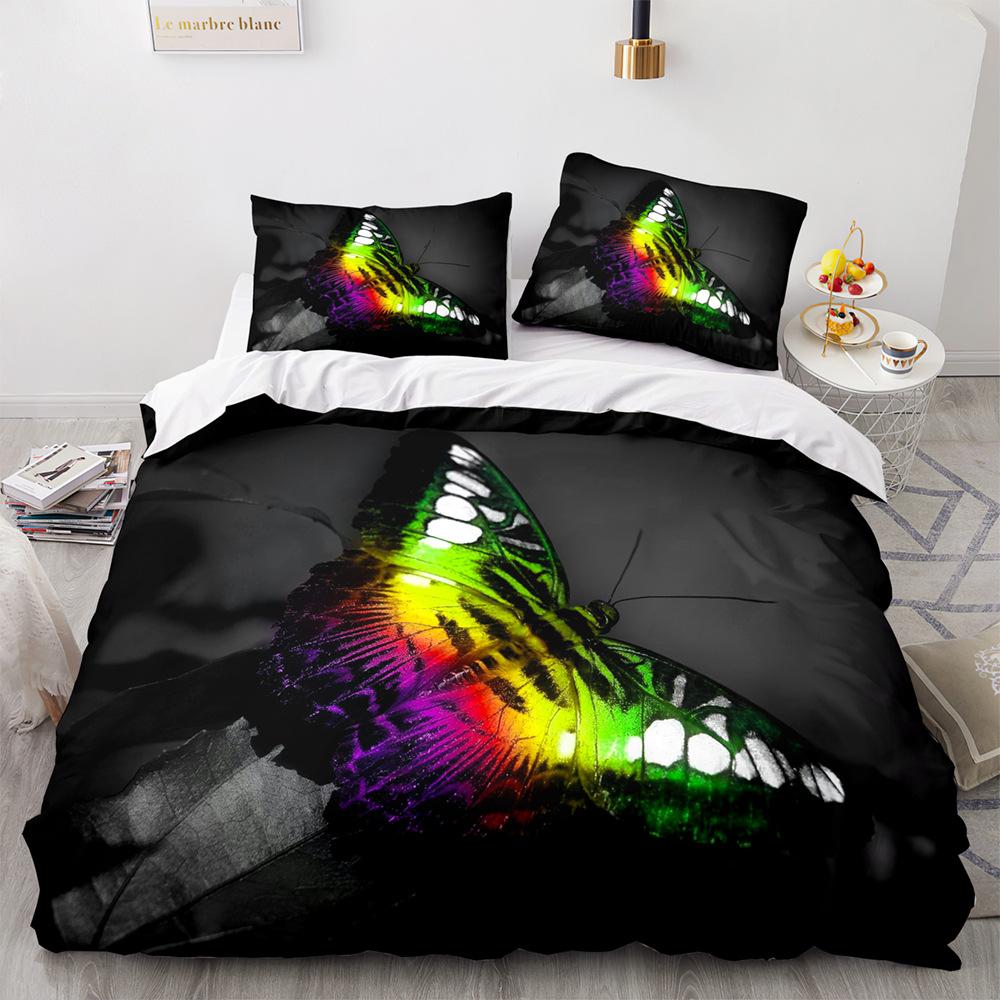 3D Butterfly Duvet Cover with Zipper Closure Purple Printed Comforter Cover, Queen Size 3 Pieces Soft Microfiber Bedding Set