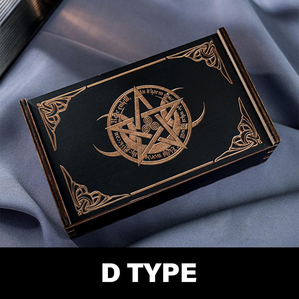 Pudełko na karty tarota Push Pull Astrology Trinkets Box Drewniane etui do przechowywania kart tarota do dekoracji wróżki