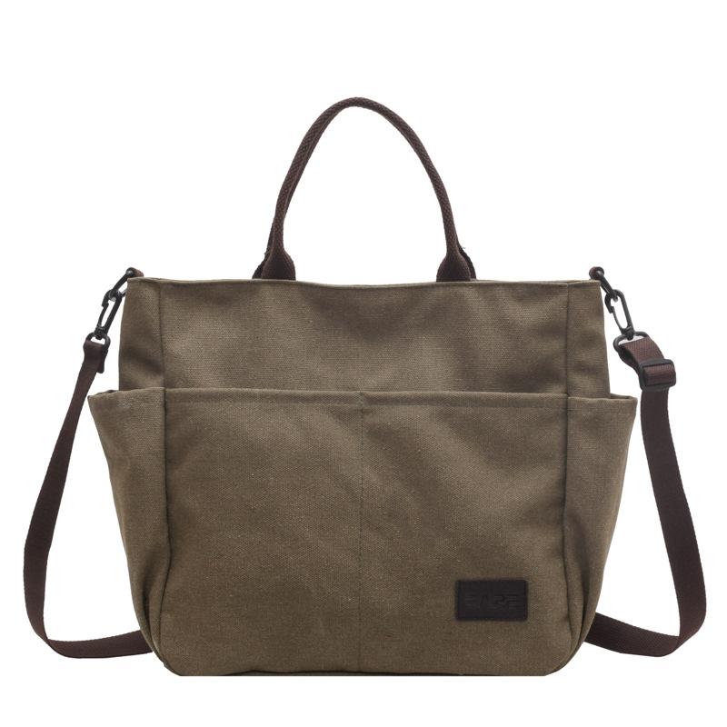 

Винтажная холщовая сумка женская сумка-тоут для студентки колледжа компьютерная простая сумка утолщенная сумка-мессенджер сумка на молнии зелёный