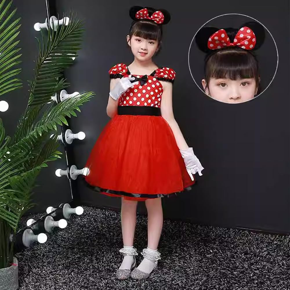 Kostým MUXIU Minnie Mouse na Halloween pro dívky, Roztomilá a oblíbená puntíkovaná sukně, Krátké rukávy, Motýlek, Párty, Taneční kostým, Focení,