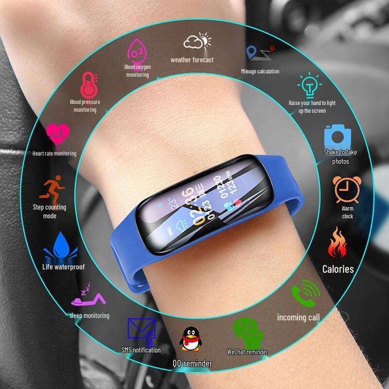 Inteligentný náramok: Multifunkčný športový krokomer, Budík a Bluetooth hodinky s dlhou výdržou batérie pre mužov a ženy