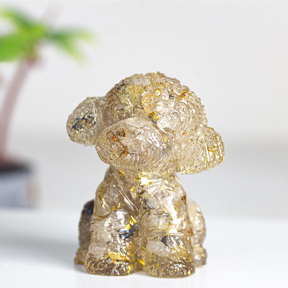 Figurine Chien Teddy Art Résine Décoration Cristal Pour Cadeau Et Décoration Intérieure