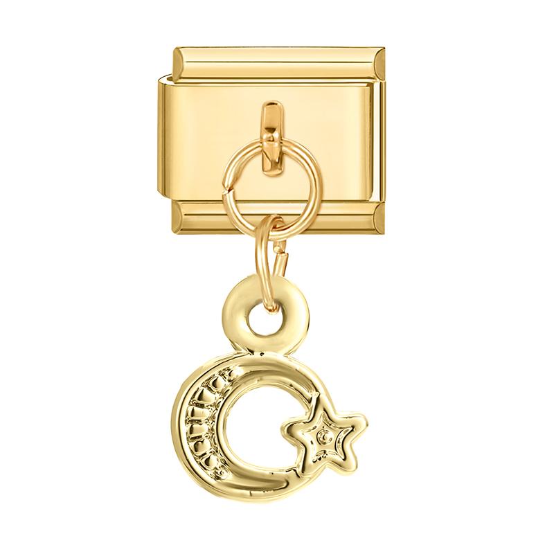 Gold Color Heart Lips Bow Knot Rose Swan Fishbone Pendant Charm Links Fit 9mm Stainless Steel Bracelet DIY Making Men Women Gift