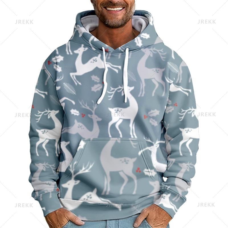 Merry Christmas Hoodies Harajuku Funny Reindeer Graphic Hooded Sweatshirts Women Santa Claus Pullovers Clothing