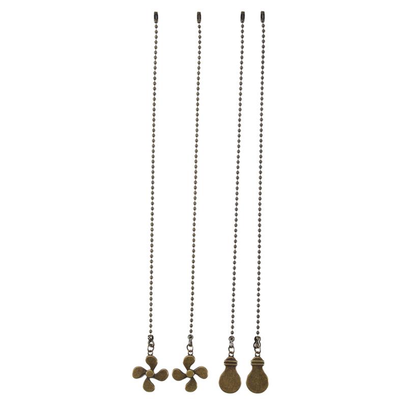 M-Modern-4Pcs Ceiling Fan Pull Chain Set,Bulb And Fan Pattern Pull Chain Extension Fan Pull Chain Pendant 12 Inch