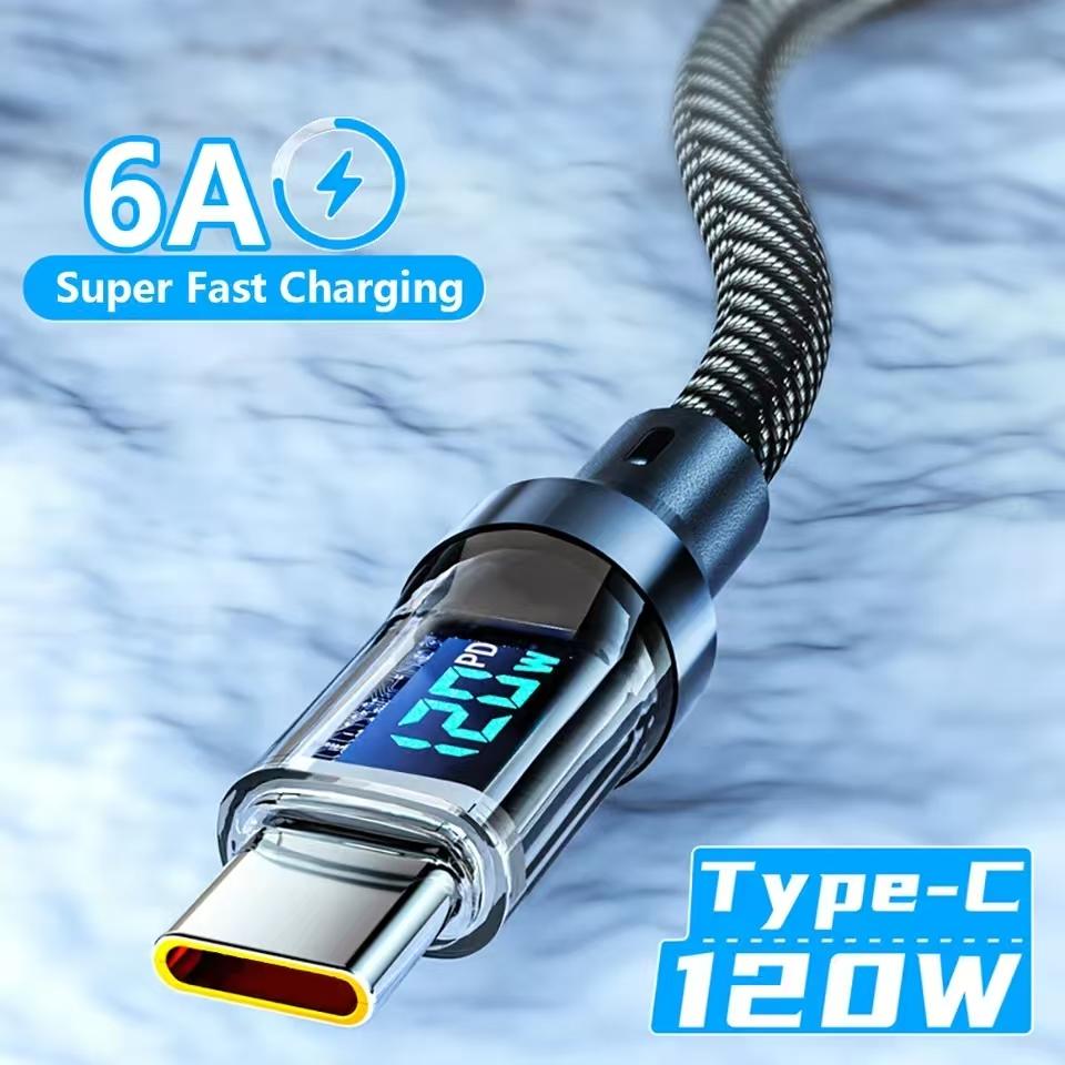 120w Super Fast Charging Usb Charging Cable Suitable For Huawei, Samsung, Xiaomi Type-C Phone Data Cable Usb C To Usb C 100W