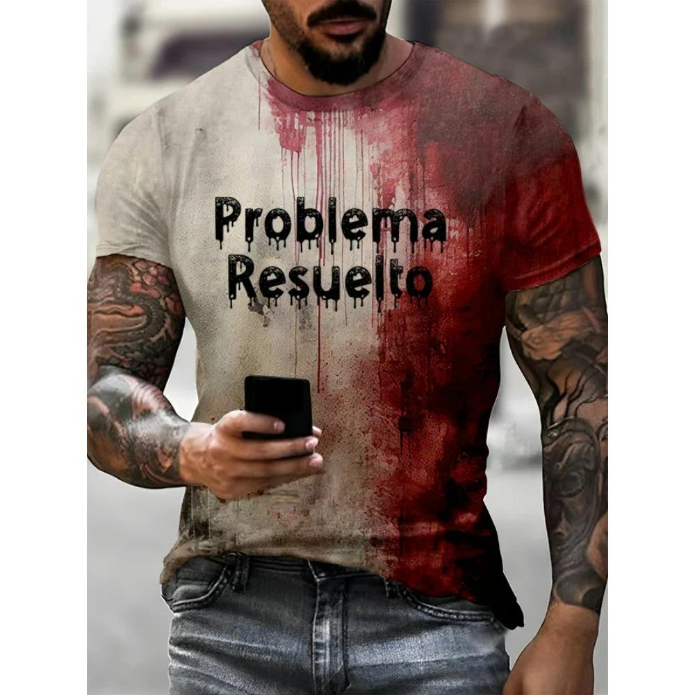 Sommer Briefe Blutiges Muster Gedruckt Herren Kurzarm Rundhals T-Shirt Atmungsaktiv Leicht Party Oberteil Damen T-Shirts Kleidung
