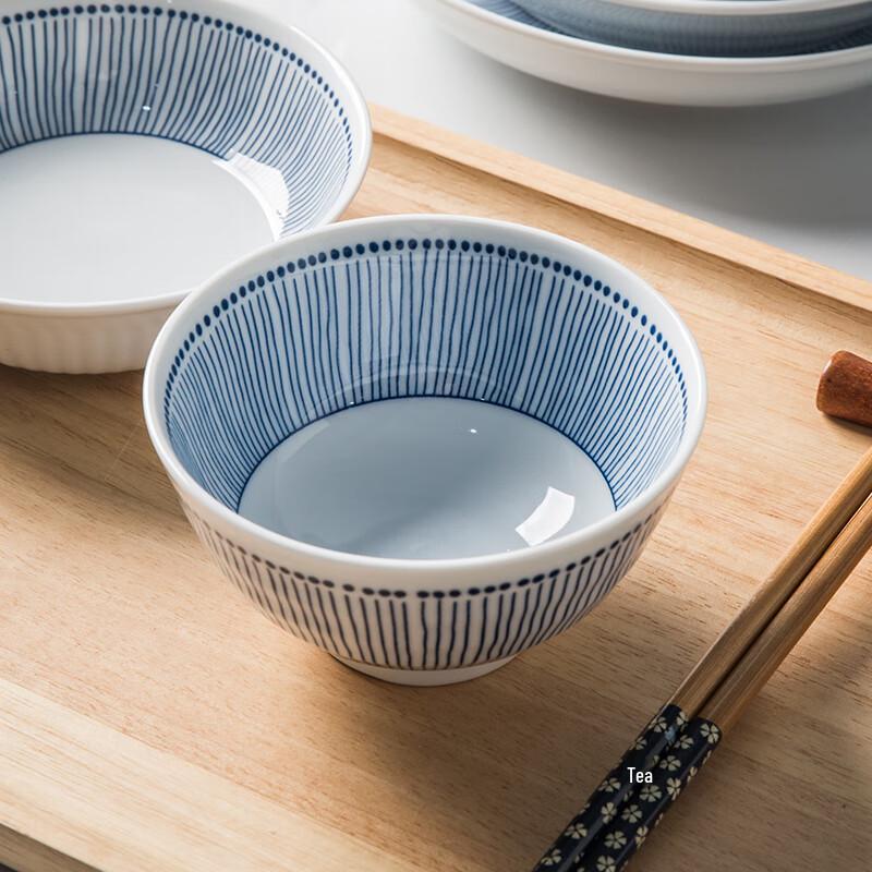 Huaqingge Fengxinhui Blue Underglaze Ceramic Rice Bowl Set (4 Pcs)
