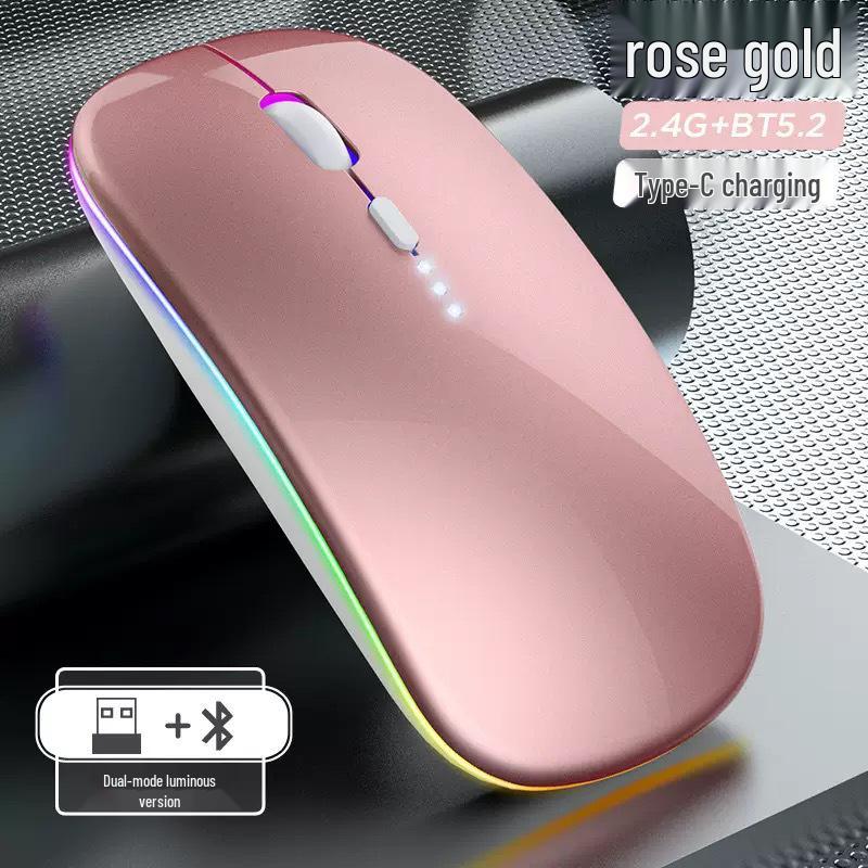 Rechargeable Dual-Mode Wireless Bluetooth Mouse with Custom Logo - Silent & Luminous for Business and Gaming