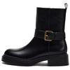 Buckle Strap Chunky Ankle Boots Black Womens 13104410-35