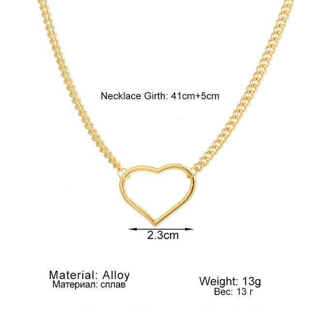 Kpop Heart Chain Choker Necklace for Women Collar Goth Necklaces Aesthetic Jewellery Christmas Party Girl Halloween New Chocker