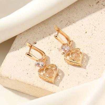 Simple Hollow Heart-shaped Micropaved Zirconia Dangle Earrings for Women Earring Jewelry Party Accessories