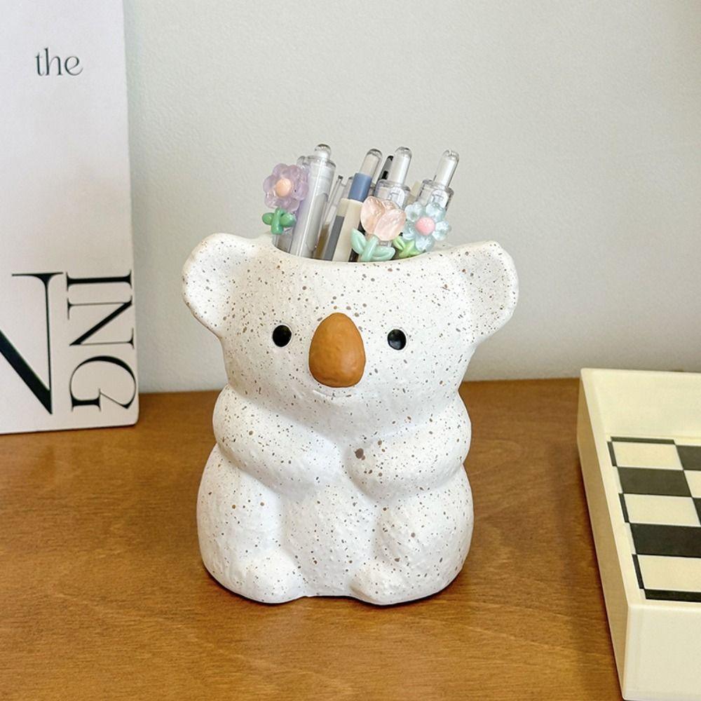 Plastic Koala Storage Box Multi-function Makeup Brush Cylinder Koala Pen Holder  Office