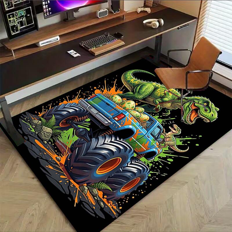 1PC Dinosaur Truck Extra Large Non-Slip Floor carpet, Office, family, bedroom, Studio Large Area Rug,Longlasting Material-J0378