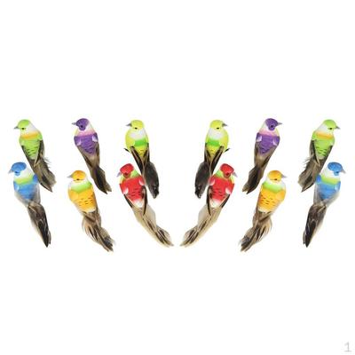 12 Stück mehrfarbige künstliche gefiederte Schaumstoffvögel, DIY-Vogelbastelarbeiten