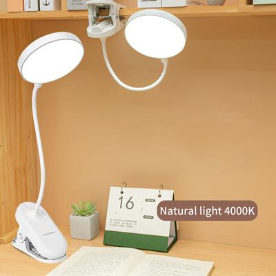 Lampe de table rechargeable USB avec pince pour lit, lecture, livre, veilleuse LED tactile, 3 modes d'intensité, protection des yeux