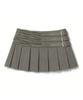 Deulailojeu Eyelet Pleated Skirt (Khaki)