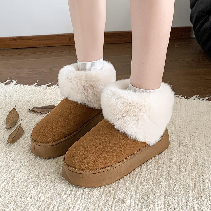 Fashion Platform Shoes Winter Women Thick Sole Snow Boots Fashion Warm Platform Round Toe Plush Casual Botas De Mujer Non-slip Shoes