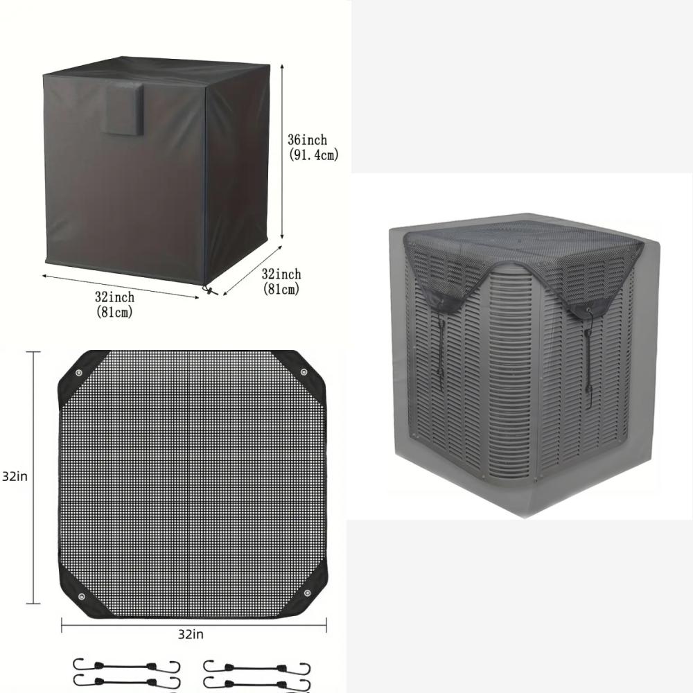 2pcs Full Breathable Mesh Air Conditioner Cover with Detachable Waterproof Top - Outdoor AC Protection Against Dust and Weather