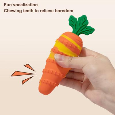 Silicone Carrot Dog Chew Toy Bite Resistant Boredom Stress Relief Radish Shape Pet Toy Squeaky Puppies Teething Cleaning Toy