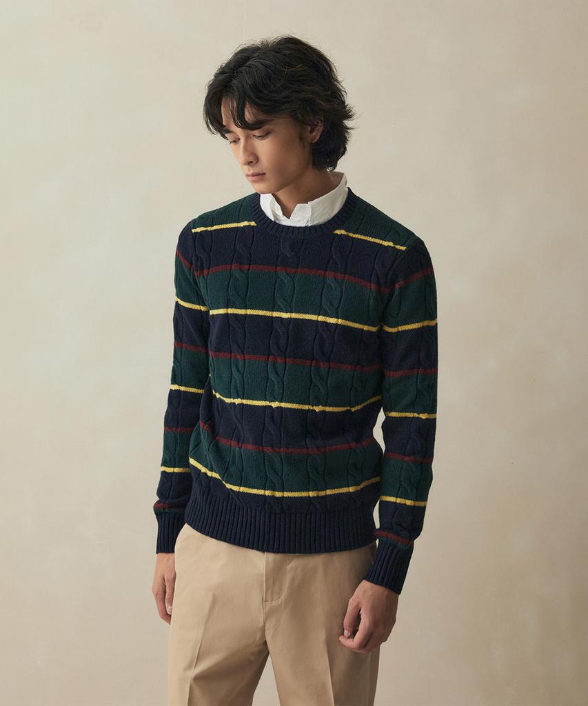 BROOKS BROTHERS Archive Cable Stripe Sweater (Multi) (Bbwrmm3889Wew)