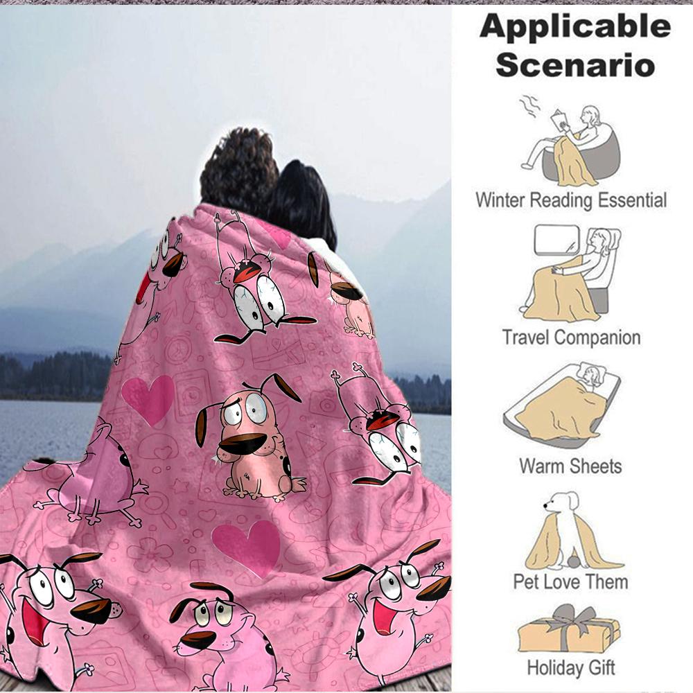 1Pc Pink Dogs Heart Flannel Blanket, Soft And Comfortable, Casual Warm, Camping Travel, Christmas, Halloween Xmas Gift N1345