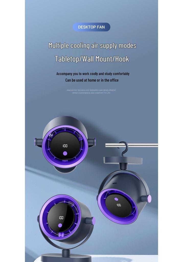 3-in-1 Digital Display USB Charging Multi-functional Air Circulator: Table, Standing, Wall-mounted, Clip-on Fan for Dormitory or Office