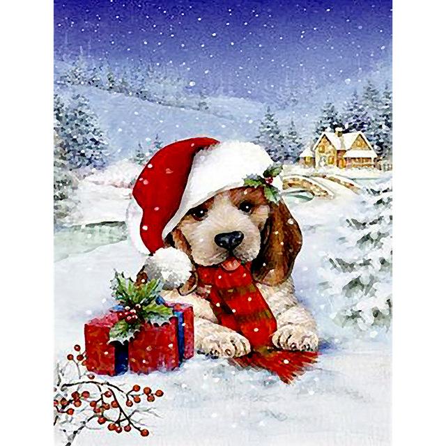 Pictură cu diamant 5D DIY, Animale de Crăciun, Poză de broderie cu diamante, Artizanat de perete, Decorarea casei de Crăciun